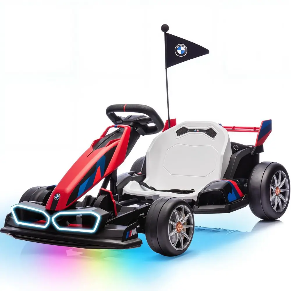 

Electric Go Kart with Adjustable Seat, Licensed BMW Drift Kart with Dual Motors, Crazy Go Cart for Kids Ages 612, LED Lights, D