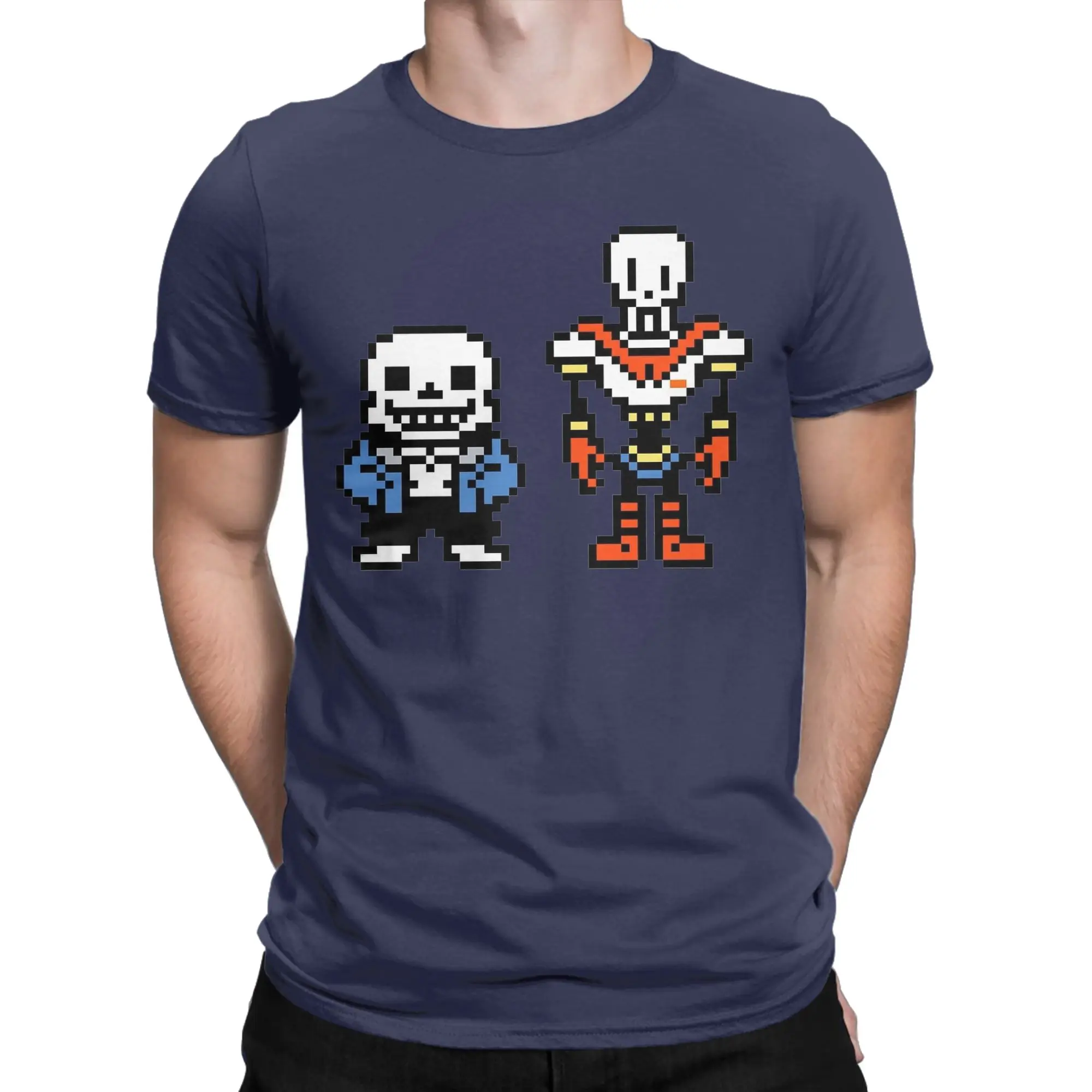 Undertale Sans and Papyrus T Shirts for Men Pure Cotton Fashion for Male T-Shirt Game Tee Shirt Short Sleeve Clothing Printed