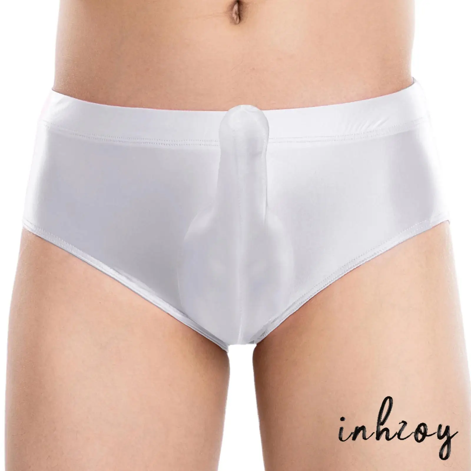 

Mens Glossy Low Rise Briefs Sheath Pouch Elastic Waistband Underpants Thin Sheer Underwear for Nightclub Couple Games