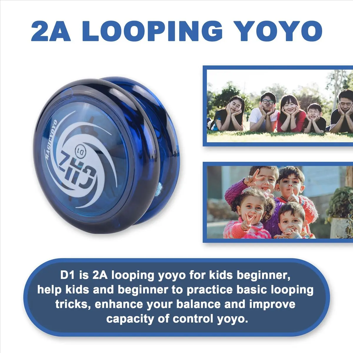 ABST  Responsive Yoyo D1 GHZ,Professional Looping Yoyos for Kids Beginner with Yoyo Strings+Finger +Yoyo Bag,Blue