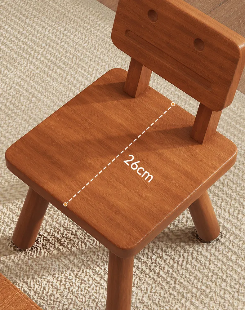 Solid Wood Robot Kids Chair, Cute Cartoon Design, Non-Slip Thick Legs, Eco-Friendly Finish