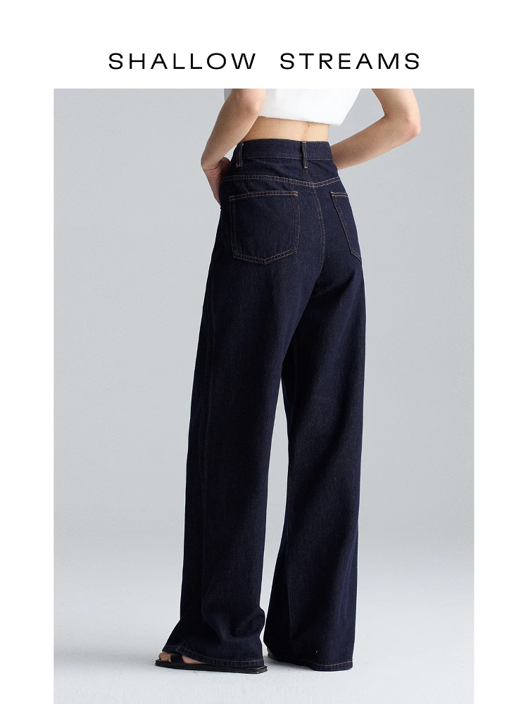 

High Waist Breathable Linen Cotton Denim Pants Straight Leg Wide Leg Pants for Pear Shaped Body Spring Summer Casual Style