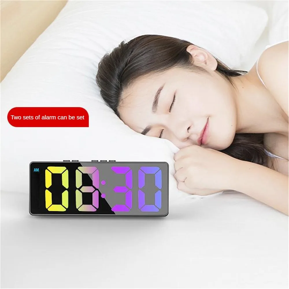 LED Mirror Table Clock Digital Alarm Display Time Desktop Electronic Table Clocks Desktop Clock Watch Home Decoration 탁상시계