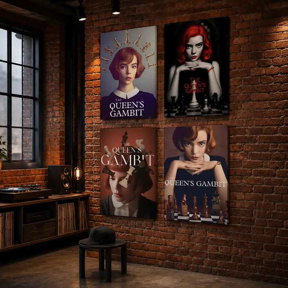 The Q-Queens Gambit Framed Wall Painting Wood Canvas Poster For Living Room Bedroom Hallway Office Home Decor Gift