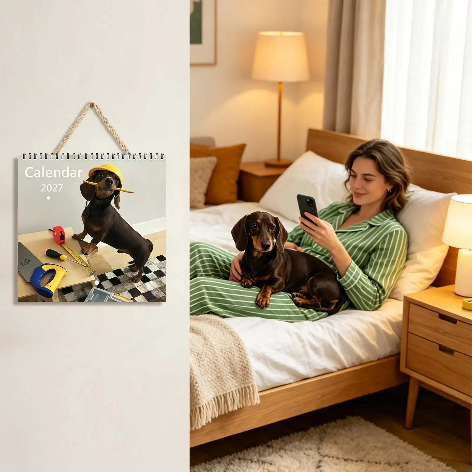 2027 Dog Calendar Large Date Grid Thick Paper Schedule Planner Wall 12 Month Calendar For Classroom Dining Room Dorm Living Room