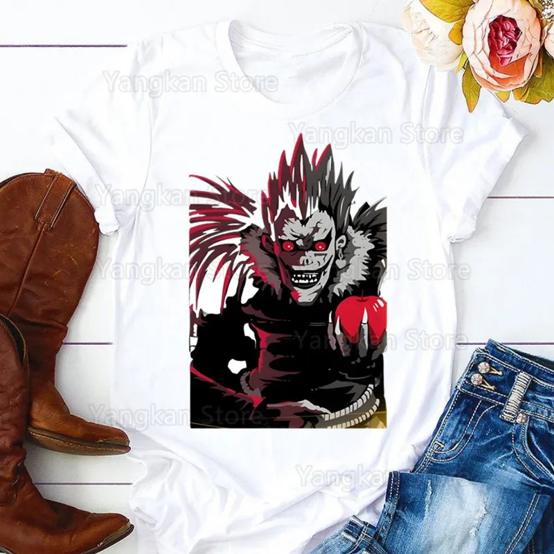 Kira Ryuk Death Note Damen T-Shirt Damen Casual O-Kragen Shirt Kurzarm Damen T-Shirt Grafik