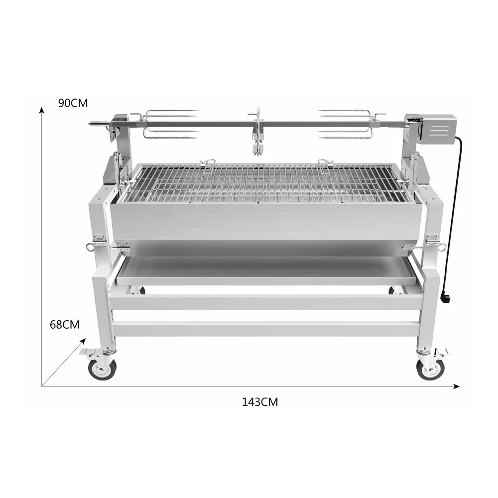 Removable Stainless Steel Outdoor Charcoal Griddle Pig Motor BBQ Grill Gardening Barbecue Grill With Roast Fork