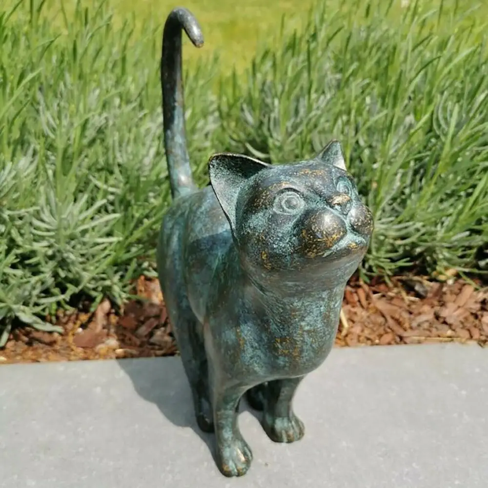 Figurine de Chat en Résine Bronze, Statue de Pelouse, Porche, Cour, Jardin, Sculpture Extérieure, Décoration de Maison, Ornement de Bureau