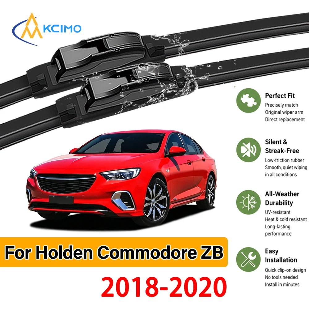 Long Lasting Sturdy Black Wiper Blades 2-Pack For Holden Commodore ZB 2018-2020, Quick Install, Excellent Cleaning Performance