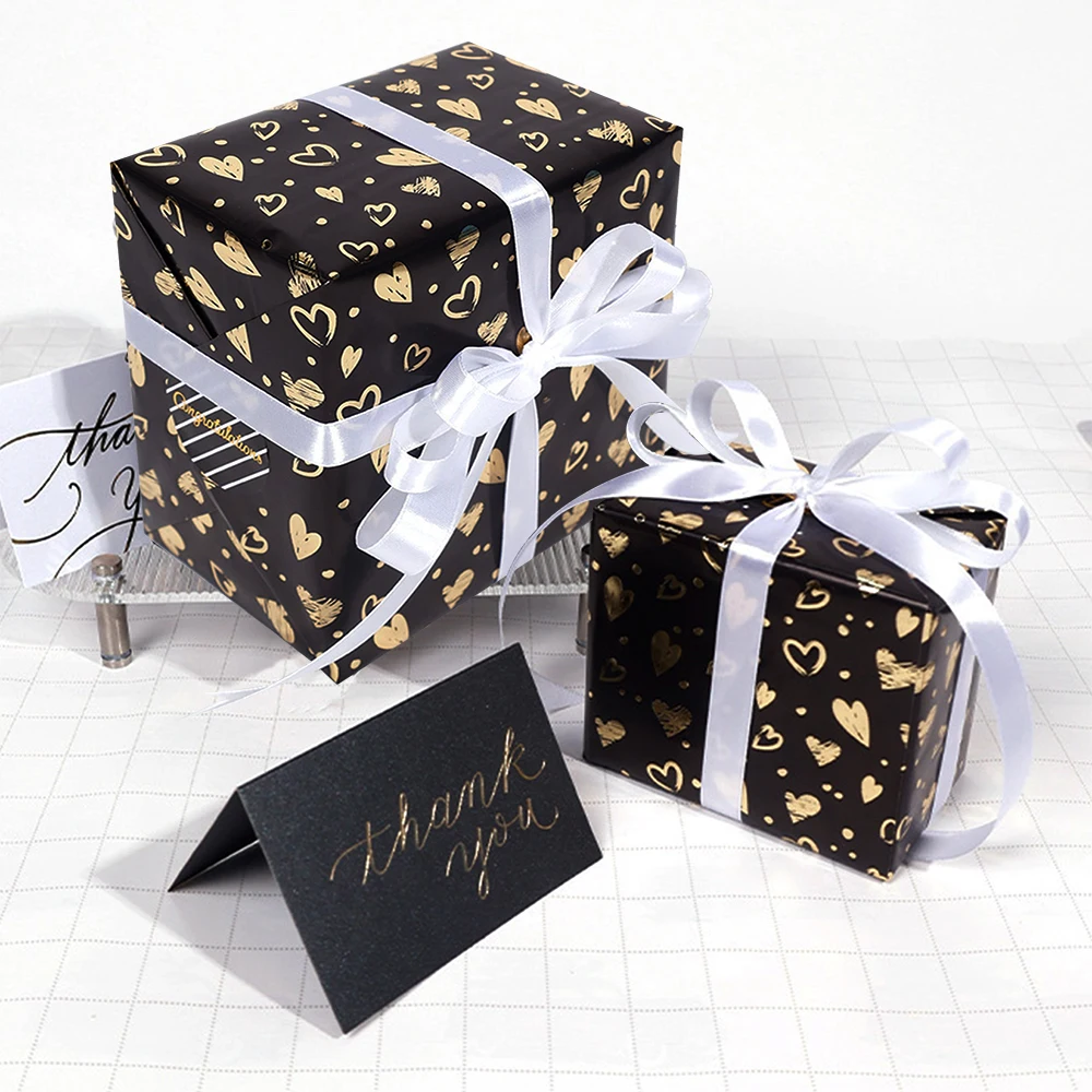 1 Rolle schwarzgoldenes Premium Sense Geschenkpapier Geschenkpapier für Geburtstag, Valentinstag, Feiertagsfeier