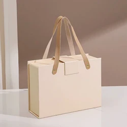 2pcs Magnet Clamshell Gift Boxes For Wedding Birthday Party Cosmetic Perfumes Wig Packaging Box Portable Custom LOGO Paper Box