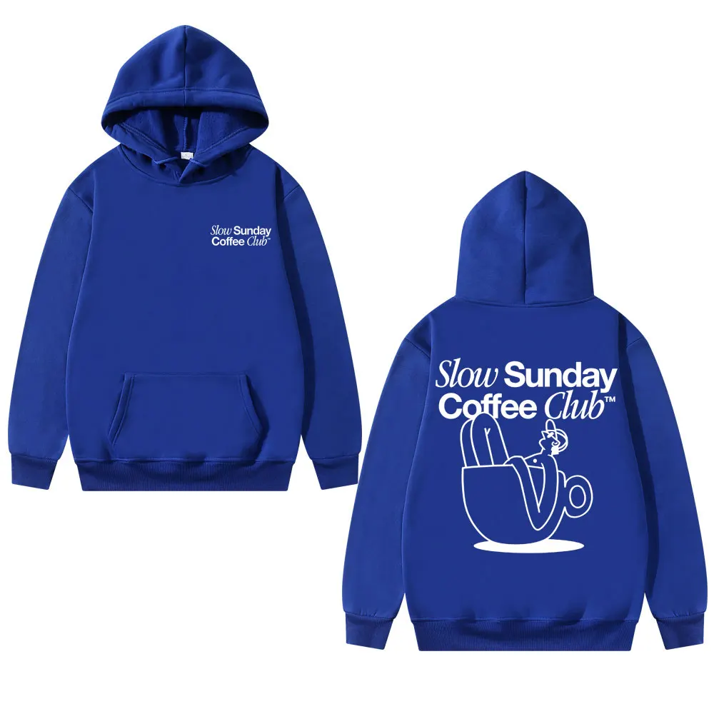 Slow Sunday Coffee Club Funny Meme Hoodie Men Women Casual Vintage Oversized Sweatshirt Men's Humor Lover Pullover Streetwear