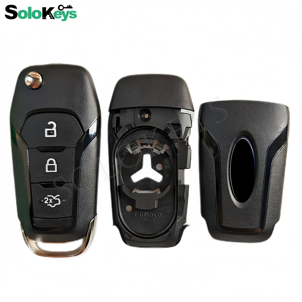 SOLOKEYS nomor bagian: DS7T-15K601-BF untuk Ford Fusion kunci Remote Flip asli 3 tombol 433MHZ 49 Chip HITAG PRO dengan LOGO