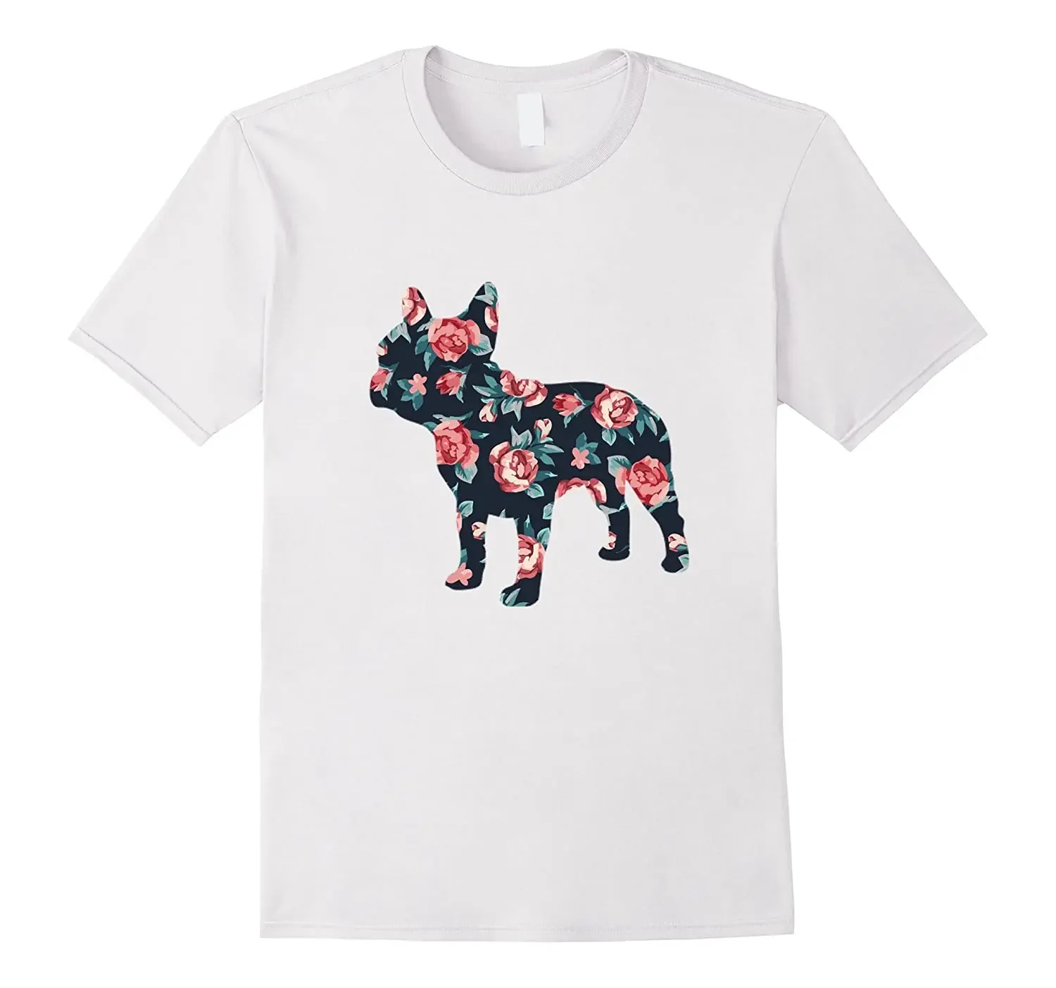 French Bulldog Roses Floral Design T-Shirt. Summer Cotton Short Sleeve O-Neck Mens T Shirt New S-3XL