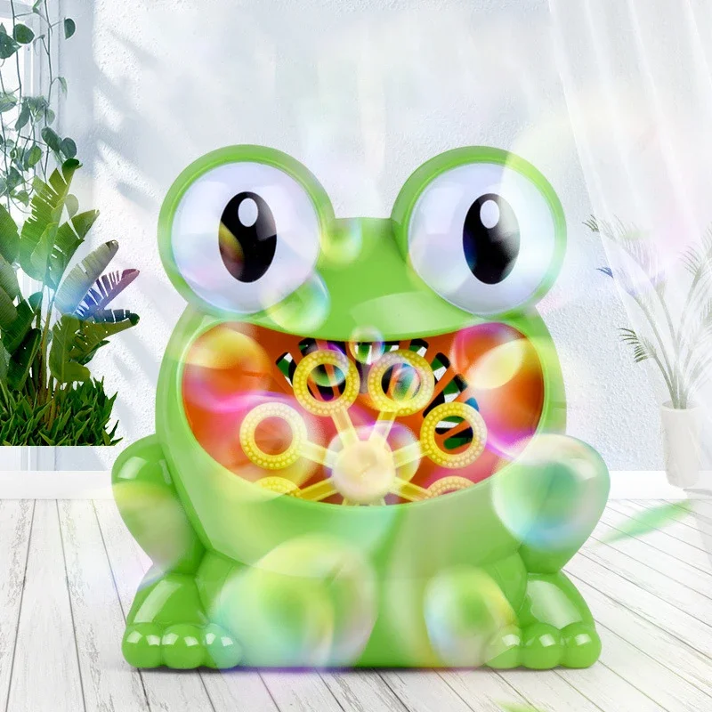 Fully Automatic Bubble Machine Toy Frog Bubble Gun Maker Kids Electric Blowing No Water Music Outdoor Toys for Kids brinquedos