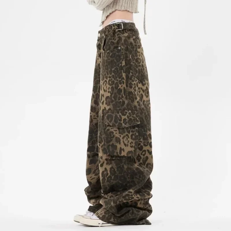 Aesthetic Women's Baggy Cargo Jeans Harajuku Vintage Denim Trousers Oversize Wide Cowboy Pants 90s Gothic Hip-hop Y2k Clothes