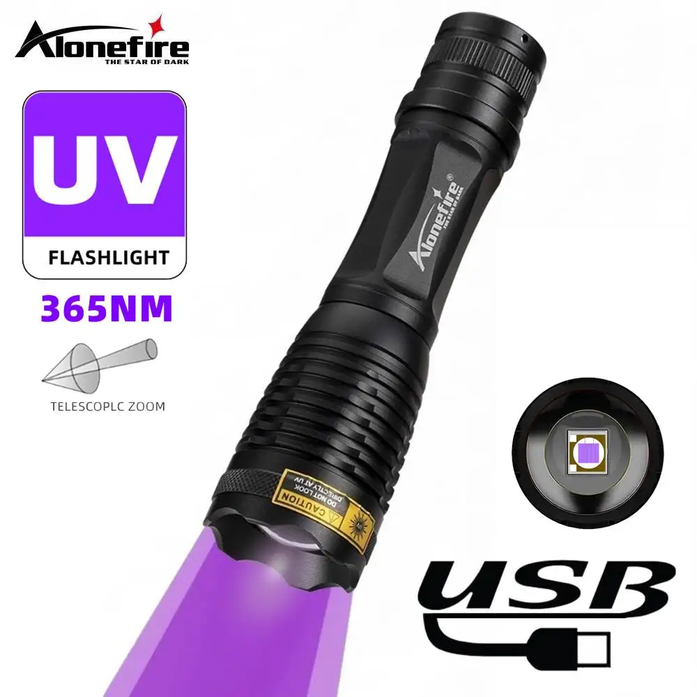 Zoom 365nm/395nm UV Light Flashlight Ultraviolet Invisible Ink Marker Cat Dog Urine Tinea Ore Money Scorpion Fluorescence Light