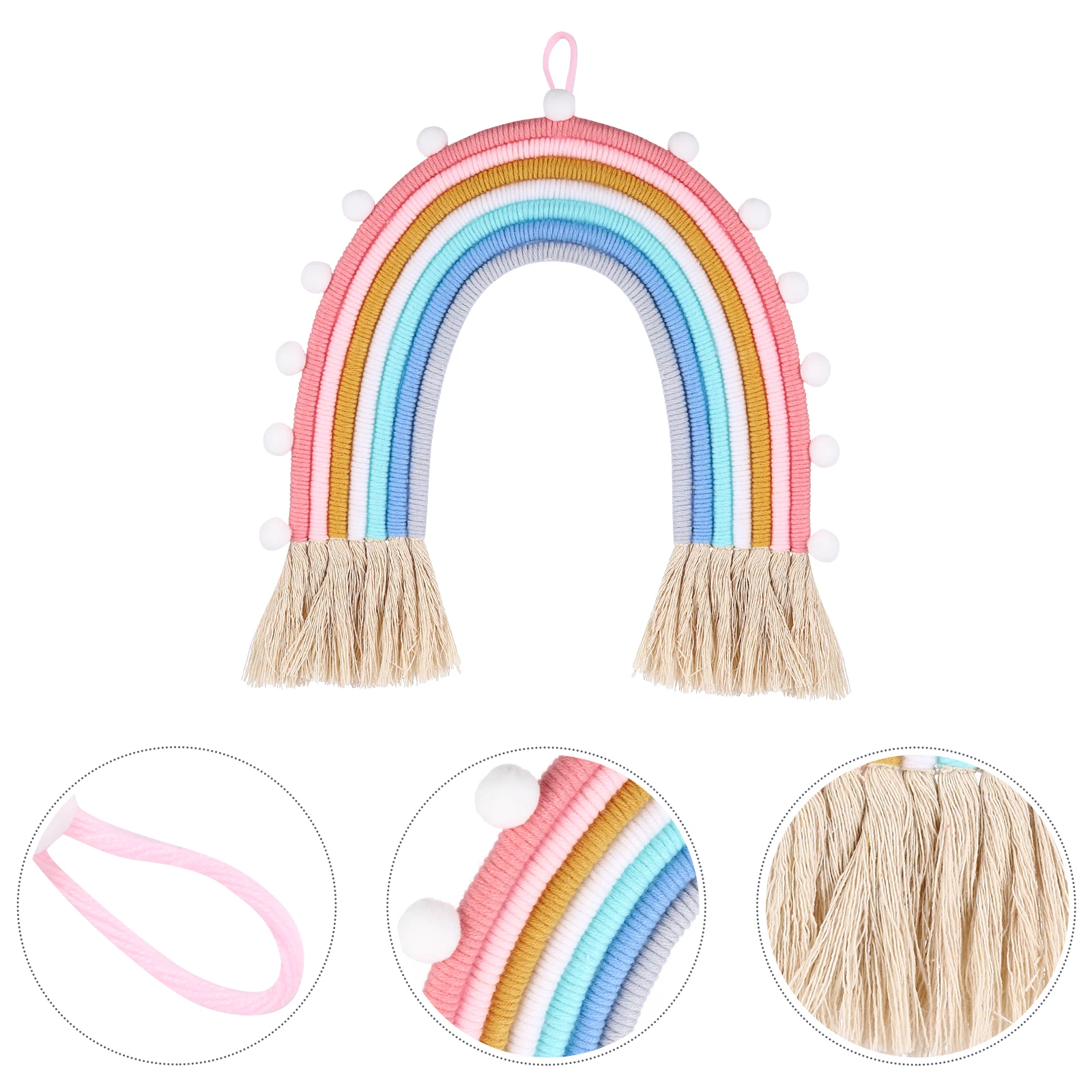 

Rainbow Wall Hanging Cotton Pendant Handwoven Ornament Bohemian Decor Indoor Art EcoFriendly Gift Home Accessories