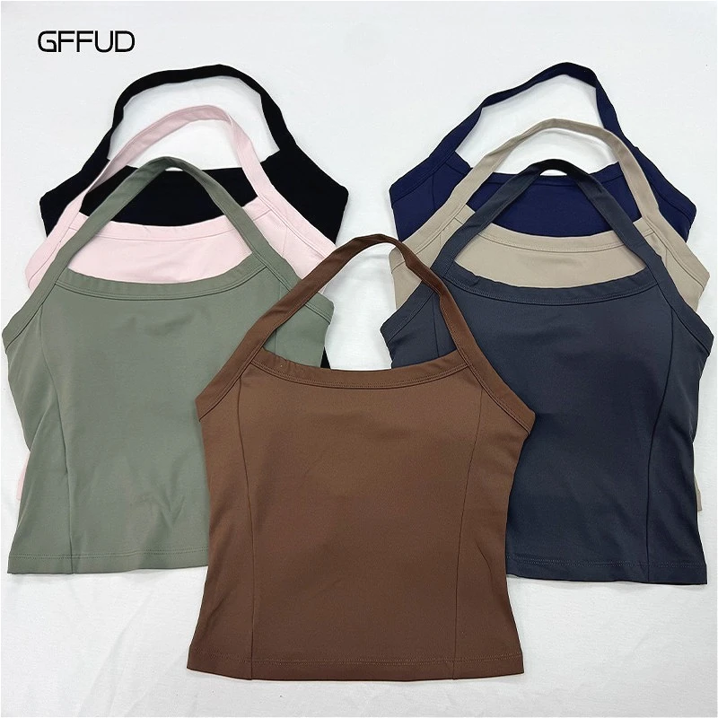 Yoga Halter Tank with Removable Pads Sports Top for Woman Premium Slim-fit Vest Outerwear Ropa Deportiva Mujer Shirts