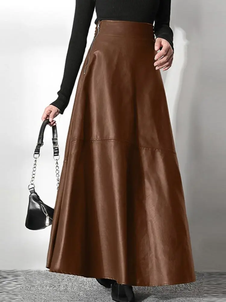 ZANZEA Women's PU Leather Maxi Skirt 2023 Spring Elegant OL Long Saias Fashion Solid Mujer Faldas Casual High Waist Zipper Jupe