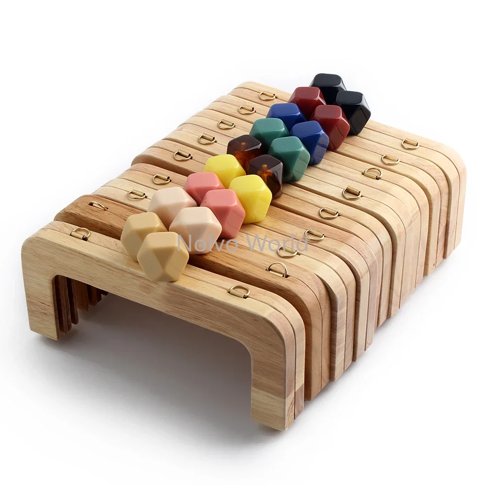 3/6/15PCS 19.6x11cm Macaron Candy Color Natural Wood Handle Frame For Brackets Bags Handbag Kiss Clasp Resin Head Accessories