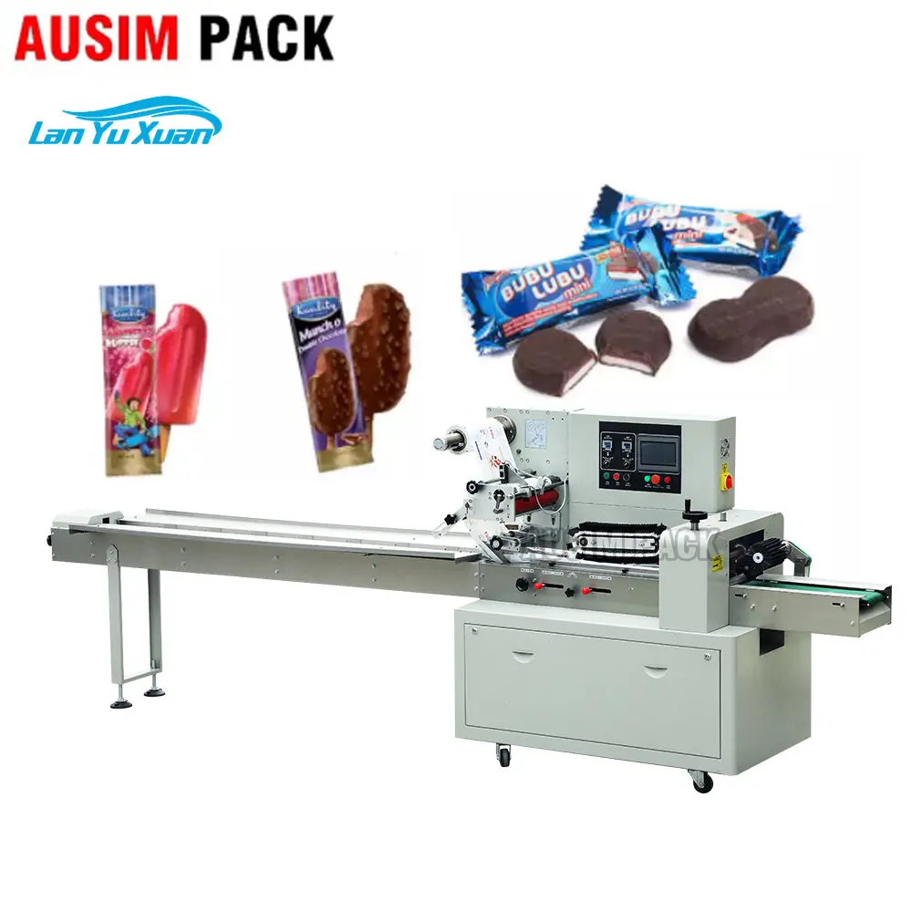 Popsicle Packaging Machine Hot Selling Automatic Feeder Flow Pack Pallet Ice Cream Stick Pop Flow Pack Packing Machine