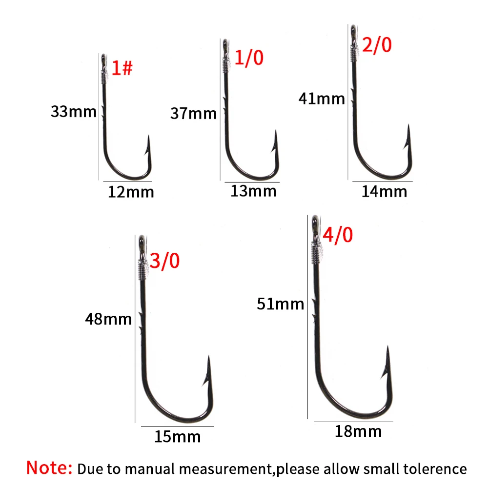 10 Stück Haken/Packung 1 # 4/0 Langschaftiger Feindraht-Bait-Hook mit vorgebundenem Nylon-Monofilament, Anti-Biss-Haken für Salzwasser-Angelausrüstung – Detail 2