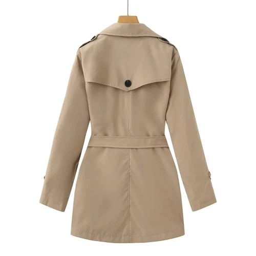 Imagen 2 del producto Gabardina cortavientos de longitud media para mujer, abrigo informal británico de cintura delgada coreana con cinturón, prendas de vestir de tendencia, primavera 2025, 2025