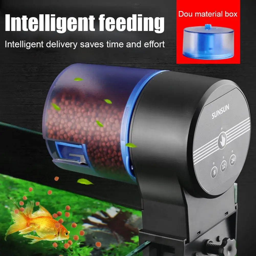 Feeder Automatic Fish Tank Feeding Adjustable Koi Goldfish Intelligent Timing Distribution Feed Fish Rotation Feeder Aquari K1C8