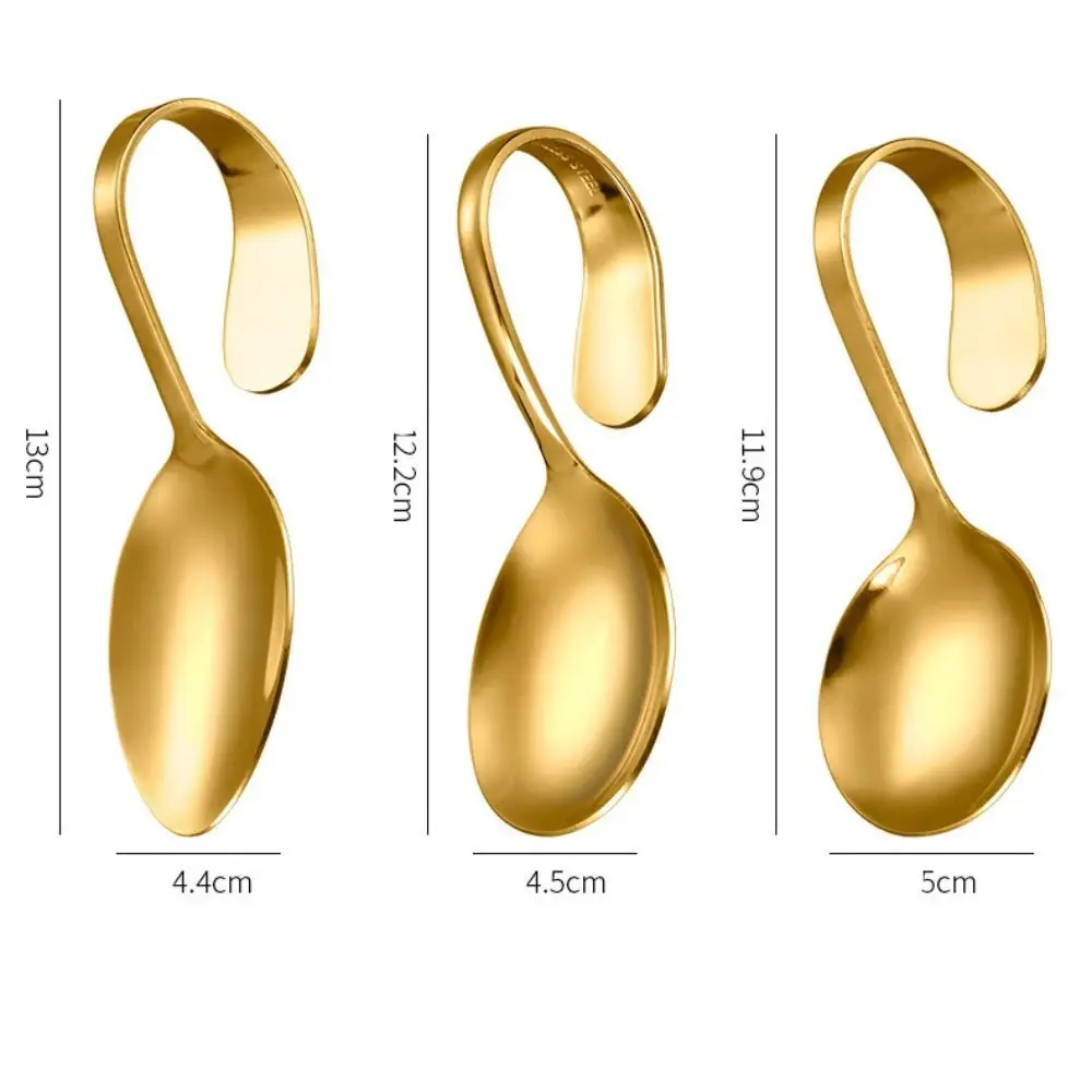 Creative Stainless Steel Curved Handle Spoon Comfortable Grip Rustproof Serving Spoons Safe Portable Arc Soup Spoon Baby