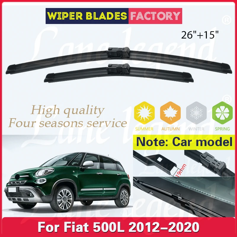 

Car Wiper Blade Blades For Fiat 500L 2012 - 2020 Windshield Windscreen Clean Naturl Rubber Cars Wipers Accessories 2019 26"+15"