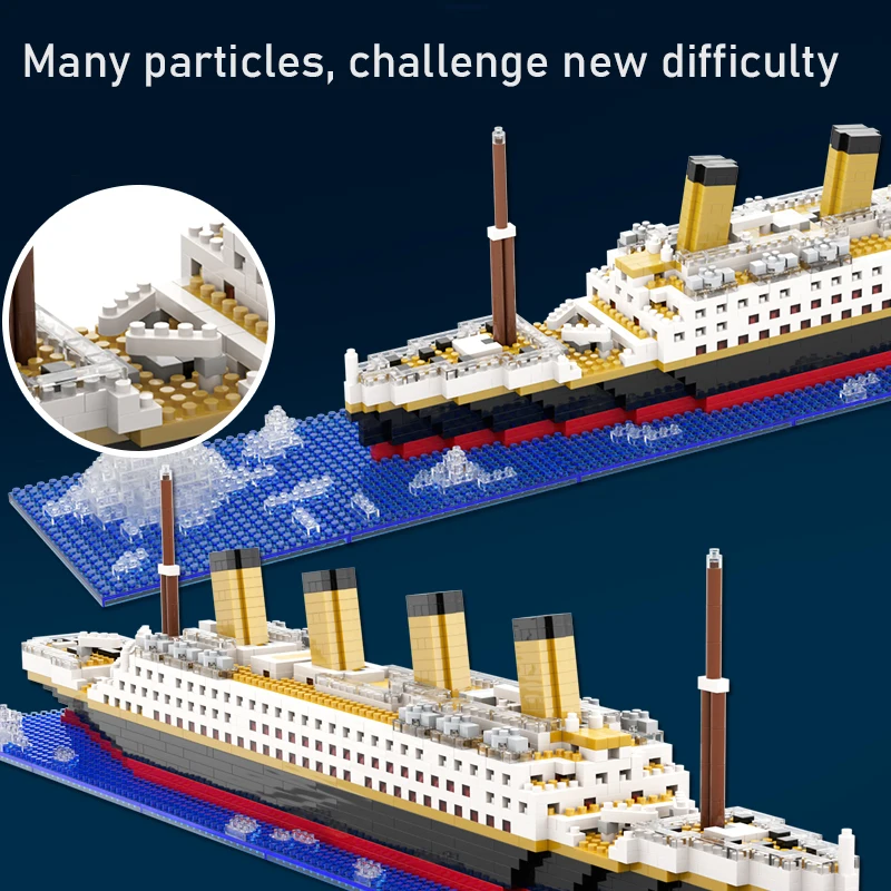 Small Particle Building Block Assembly Toy Titanic Giant Boy Girl Puzzle Cruise Ship Brick Model Kit Desltop Birthday Gift Child