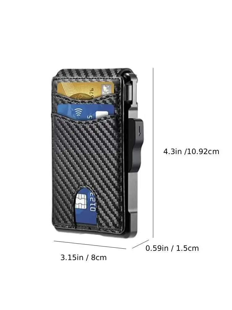 صندوق ألومنيوم معدني حامل بطاقة الائتمان محفظة رجالي RFID فرشاة مضادة للسرقة حامل بطاقة منبثقة محفظة من ألياف الكربون