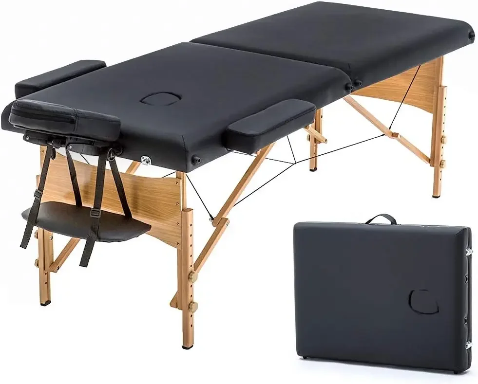 Massage Table Portable Massage Bed Lash 28In Wide Spa Hight Adjustable 2 Fold Spa Facial Cradle Salon with Non-W