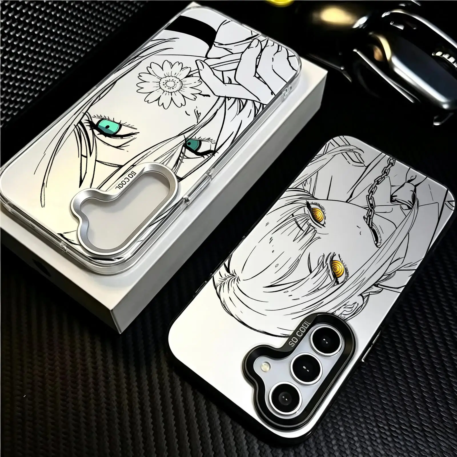 Phone Case Silver IMD HOT Anime Chainsaw Man Rezes Line Art For Samsung A57 A56 A37 A27 A17 A36 A26 A55 A35 Shockproof Cover