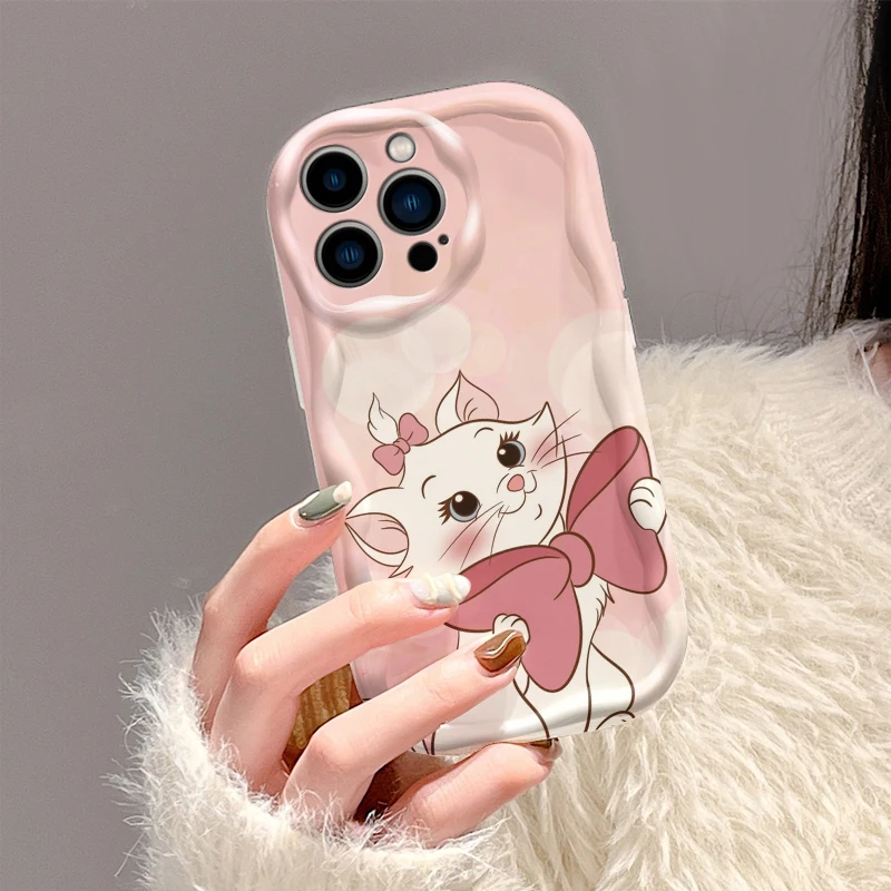 Anime Marie Cat Pink Cute For Apple iPhone 15 14 13 12 11 XS XR X Pro Max Plus Wave Oil Back Phone Case