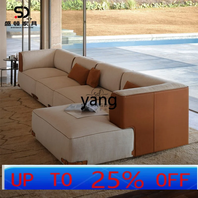 LMM large and small apartment leather fabric leisure sofa Nordic simple hotel exhibition corner multi-person sofa