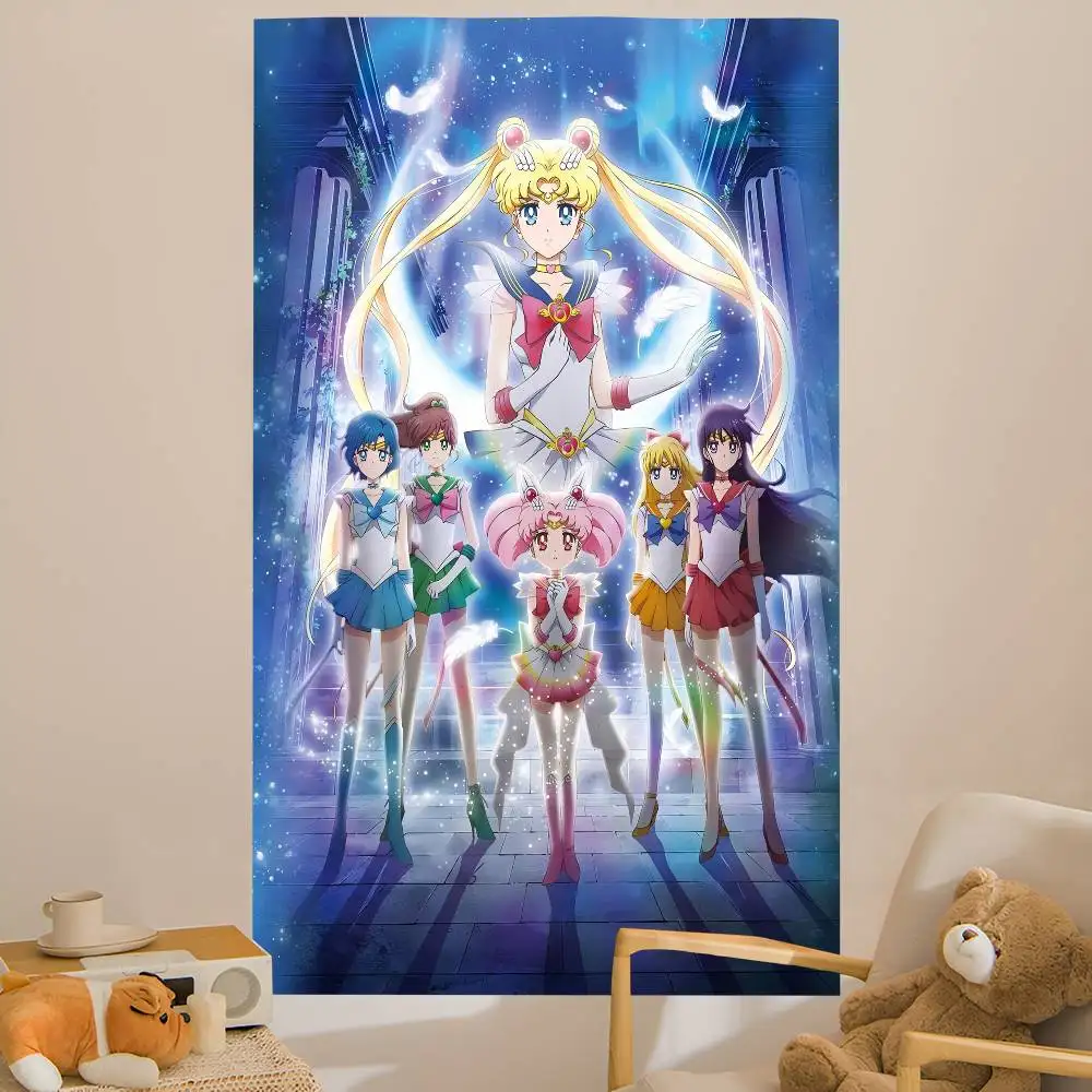 Anime S-Sailor M-Moon Crystal Hippie Wall Hanging Tapestries For Living Room Home Dorm Decor Art Home Decor