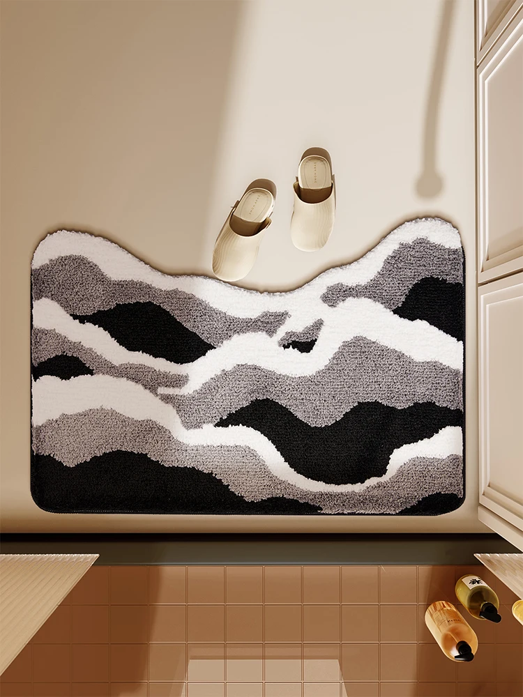 

Thiened Plu Batoom Mat Зимний волнистый впитывающий коврик для ванной Нескользящий бархатный ковер для входа в баторе Домашний противоскользящий коврик