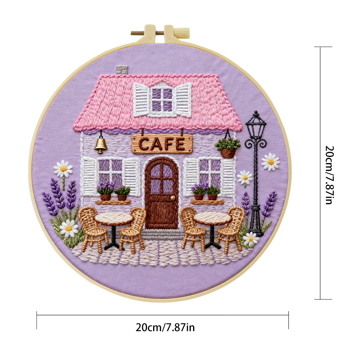 1 Stück 20X20CM/15X15CM 7,87/6,3 Zoll Café-Shop Stickerei-Starter-Kit DIY-Kit DIY-Stickerei-Set Handarbeiten Nadelkunst – Detail 3