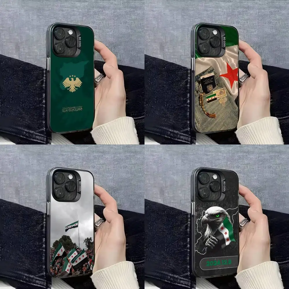 

Чехол для телефона с национальным гербом Сирии Eagle для iPhone 17,16,15,14,13,12,11,Pro,Max,Plus,E,SE4,Air,Mini Black IMD Cover