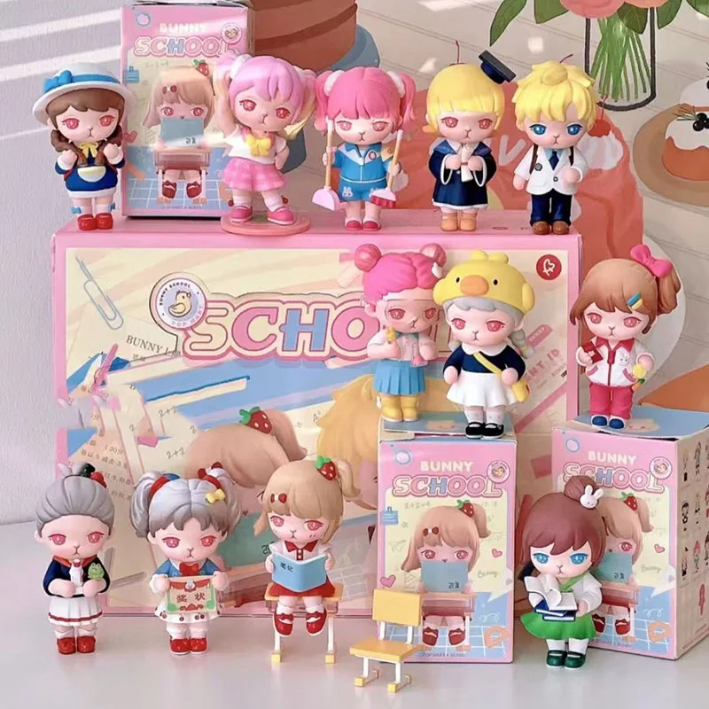 

BUNNY School Series Genuine Blind Box Toys Kawaii Anime Action Figure Caixa Caja Surprise Mystery Box Dolls Girls Gift