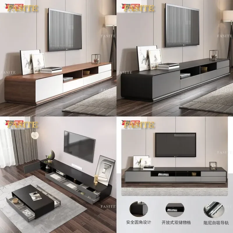 For Living Room Modern Light Luxury Floor to Ceiling TV Cabinet and Coffee Table Combination Simple Integrated Home Furniture