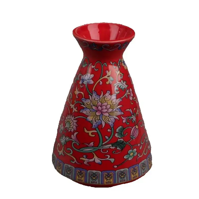 

Chinese Old Porcelain Red enamel Entangled vase Collectible Artifacts Antique Decorations