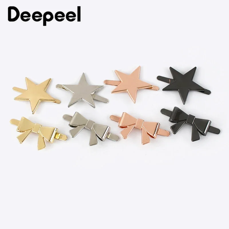 10Pcs Deepeel Metal Bow-knot Buckles Shoes Handbag Leather Crafts Clasps Clothes Decor Labels DIY Luggage Hardware Accessories