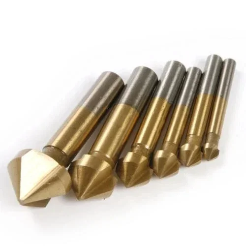 Juego de 6 brocas avellanadoras de 3 filos de 6.3/8.3/10.4/12.4/16.5/20.5mm, cortador de avellanado HSS de 90 grados para perforación de agujeros en madera