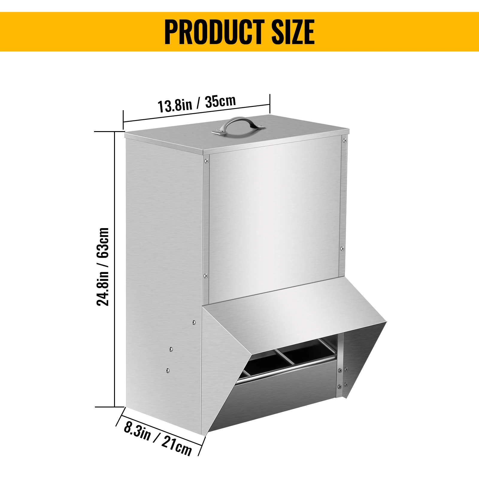 30lbs / 50lbs Capacity Galvanized Chicken Feeder Poultry Feeder Weatherproof coop Dispenser Rat Proof Hanging Chicken Feeder