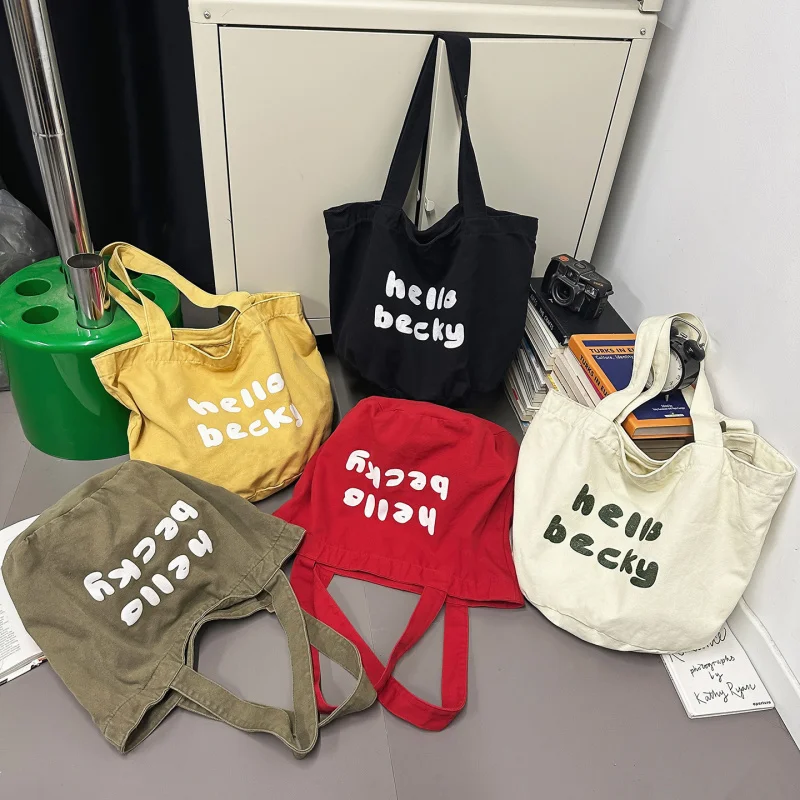 

Vintage College Style Washed Canvas Bag for Women, Casual Lazy Versatile Shoulder Bag, Large Capacity Tote Bag for Class and Com