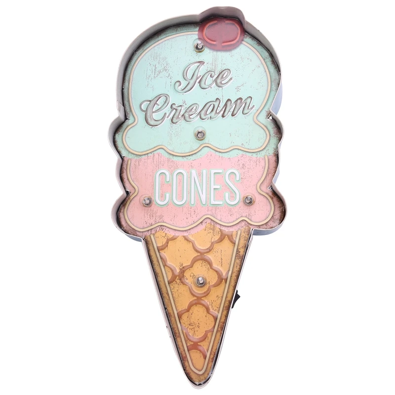 

Ice Cream Signs Vintage Cafe Shop Decorative Neon Light Home Decor Metal Plate For Wall Retro Coffee Plaque