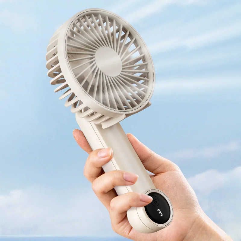 Mini Handheld Small Fan Portable Folding Cooling Fan Office Desk Student Dormitory Charging Outdoor Hand Holding Fan LED Display